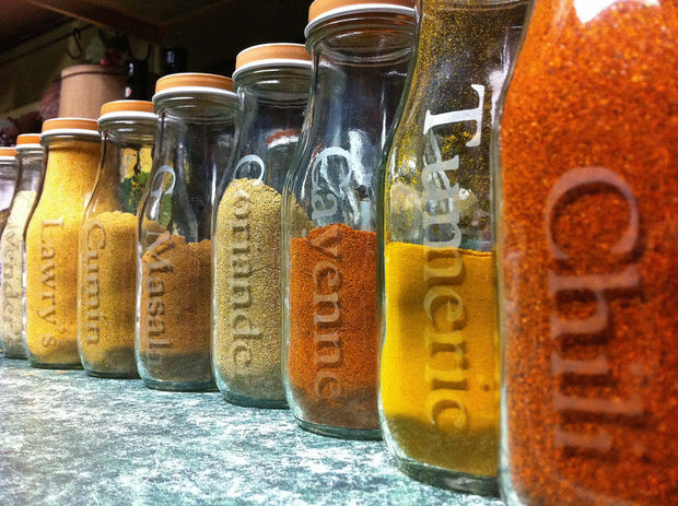 Picture Of Repurposed Etched Glass Spice Jars...