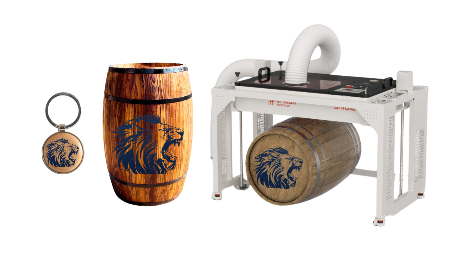 A vector file can be scaled up and engrave as small as a keychain to as large as a wine barrel.