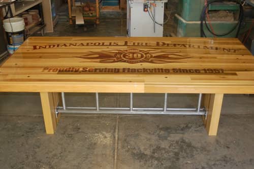 Laser Engraved Wood Table