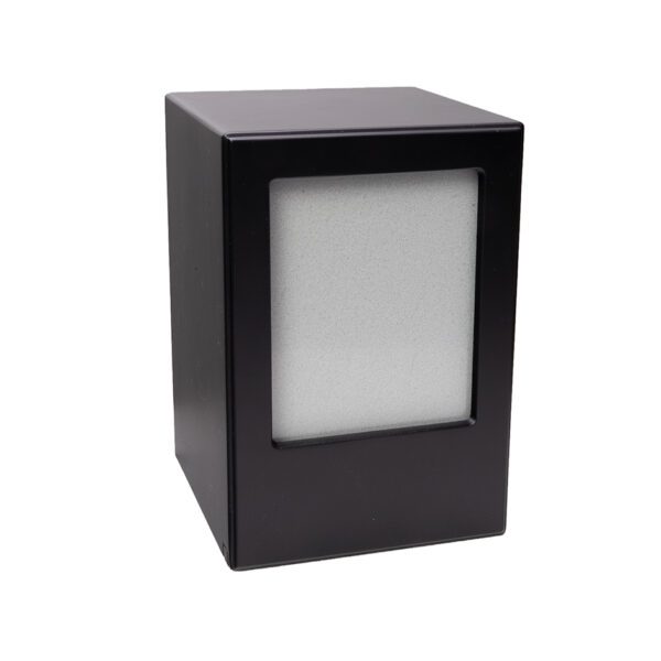Image Of A Black Cremation Urn With Window For A Photo