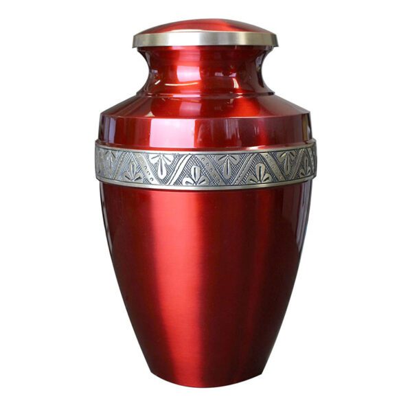 Brass Metal Urn Grecian Red
