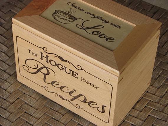 Personalized Recipe Box Created With A Laser Cutting Machine