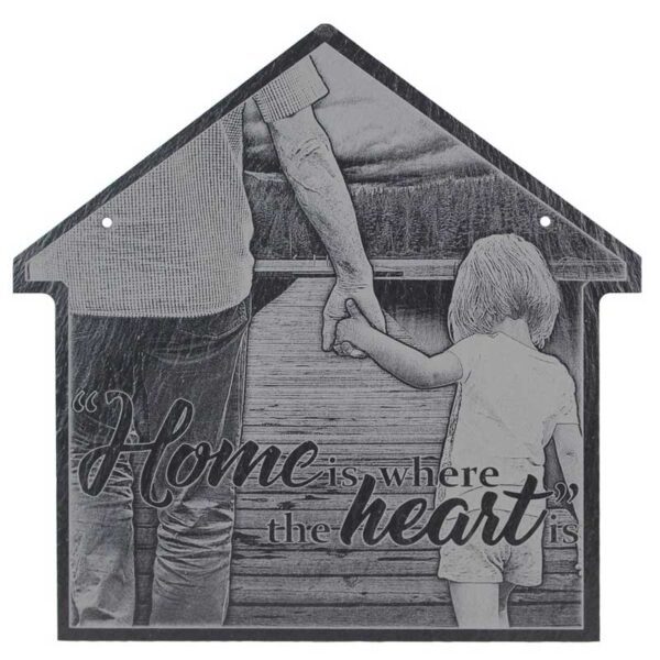 Engraved: &Quot;Home Is Where The Heart Is&Quot; Slate House Plaque
