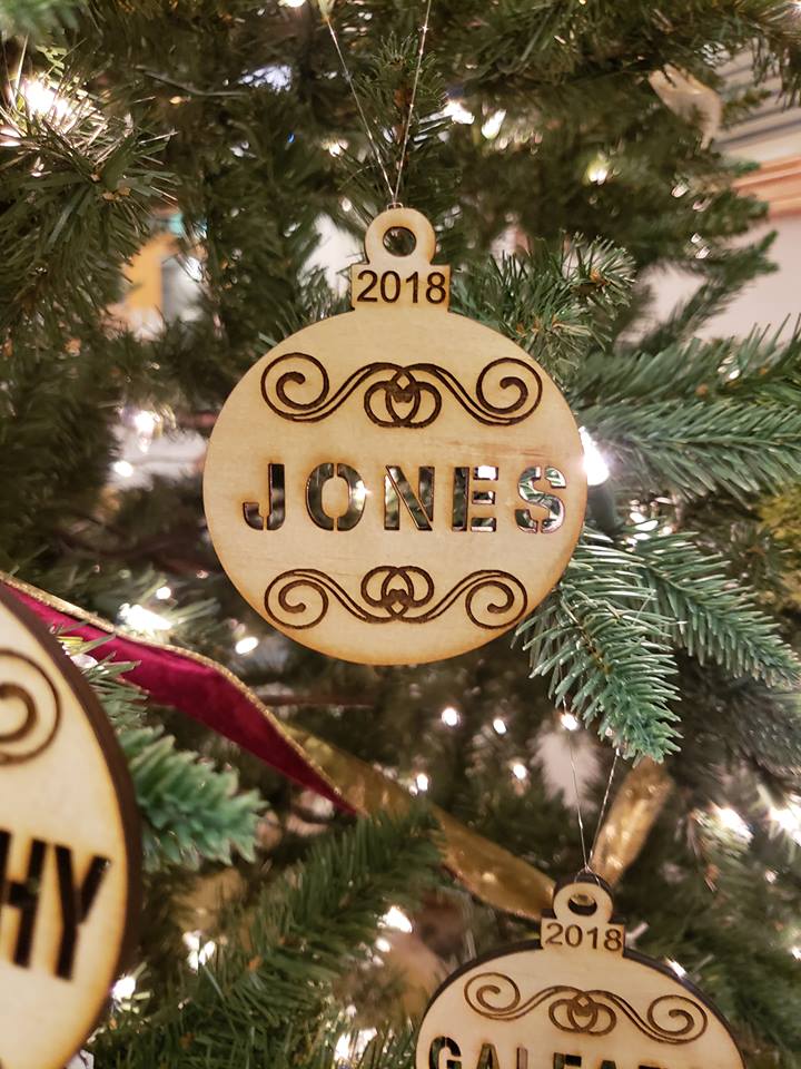 Laser engraved and cut ornament