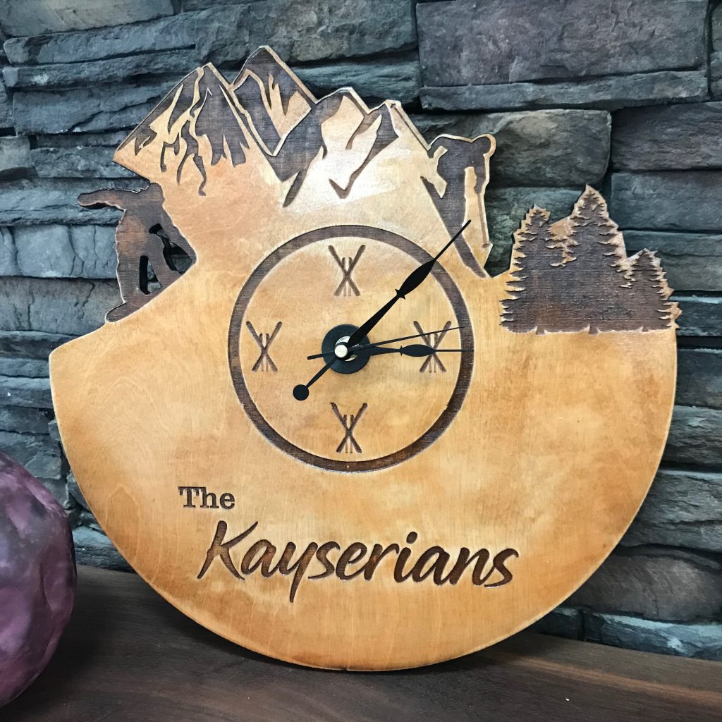 Laser cut and engraved clock