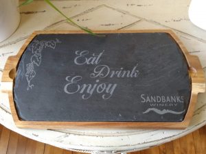 Laser engraved slate tray