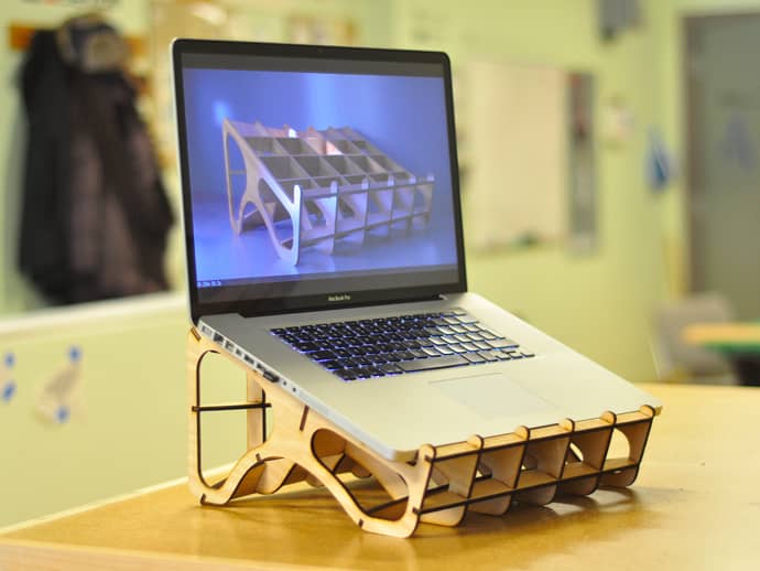 laser cut wood laptop stand