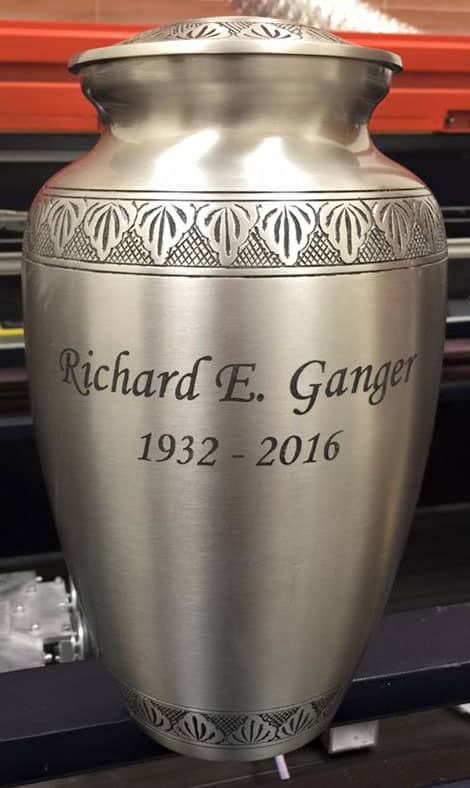 laser engraved urn