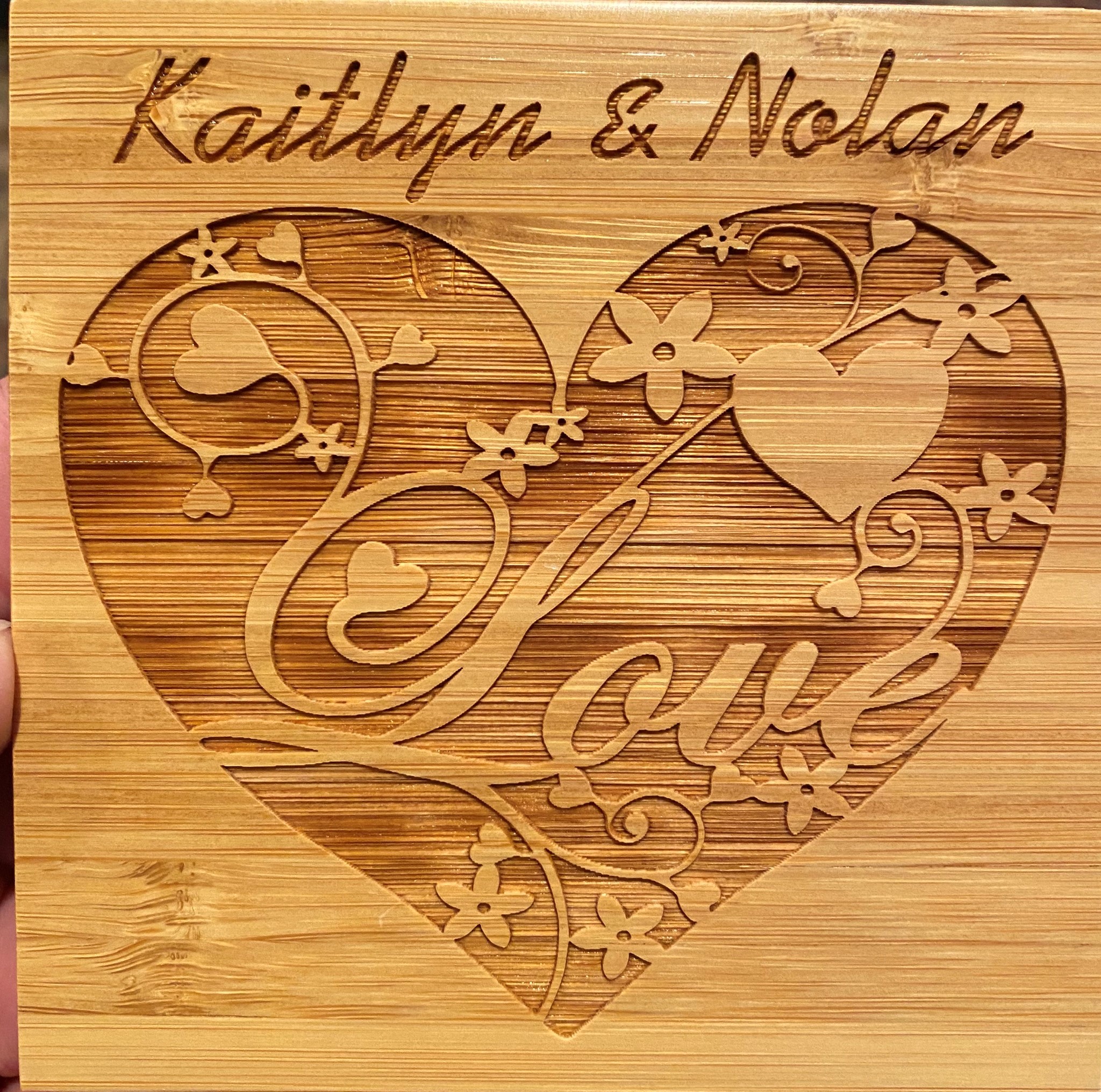 Laser engraved wood