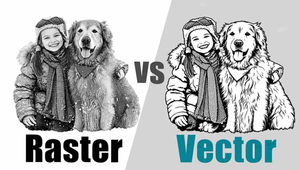 an image comparing raster vs vector images